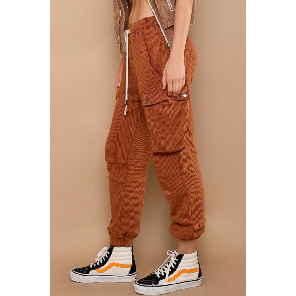 POL Brick Waffle Knit Regular Fit Waffle Knit Cotton Joggers - Picture 6 of 10